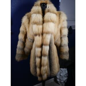Gorgeous Golden Island Fox Fur Coat Jacket